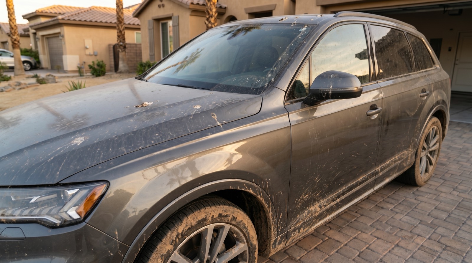 Dull, swirled, dust-covered paint before detailing