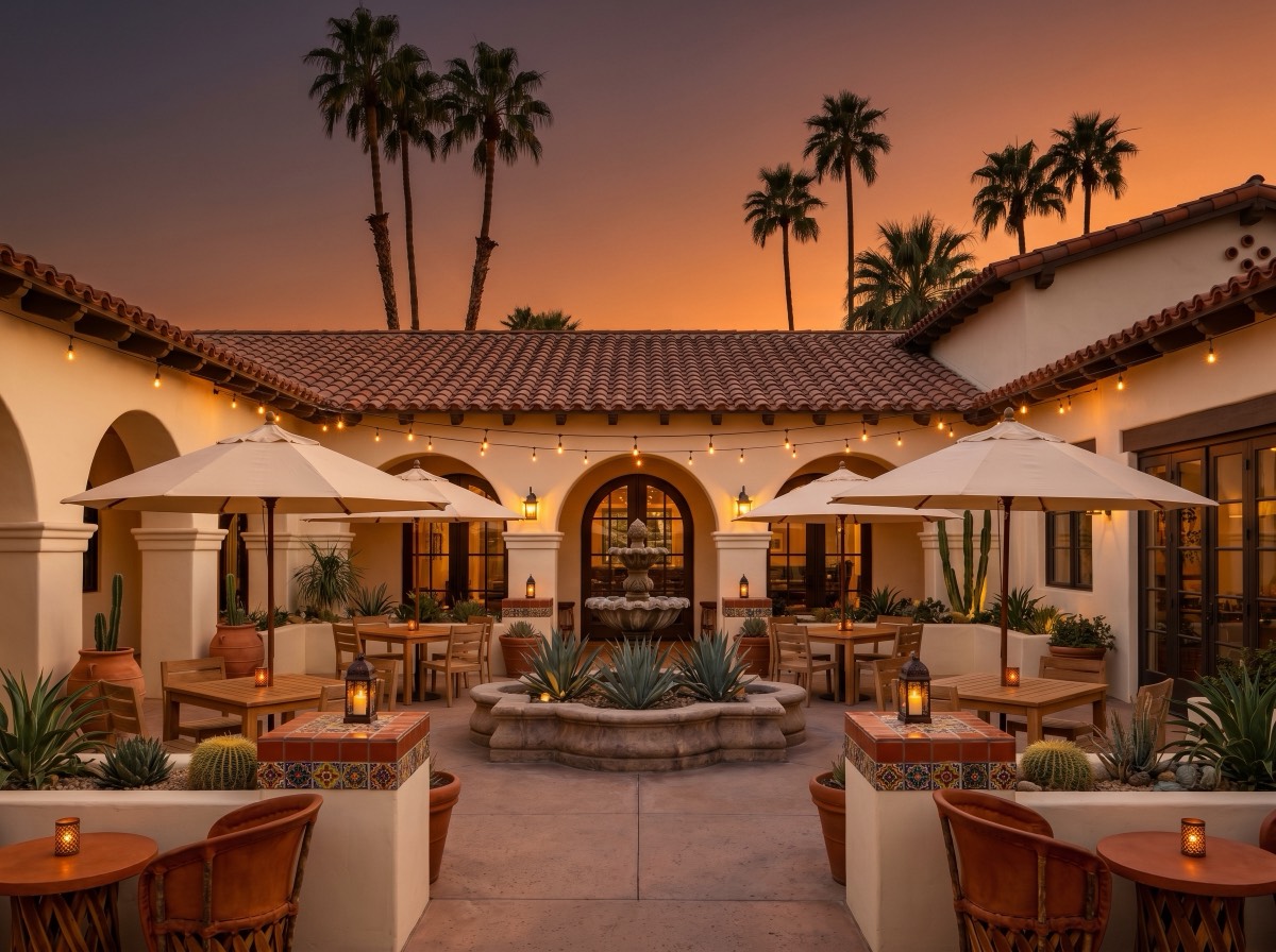 Casa Local patio in Palm Desert at dusk