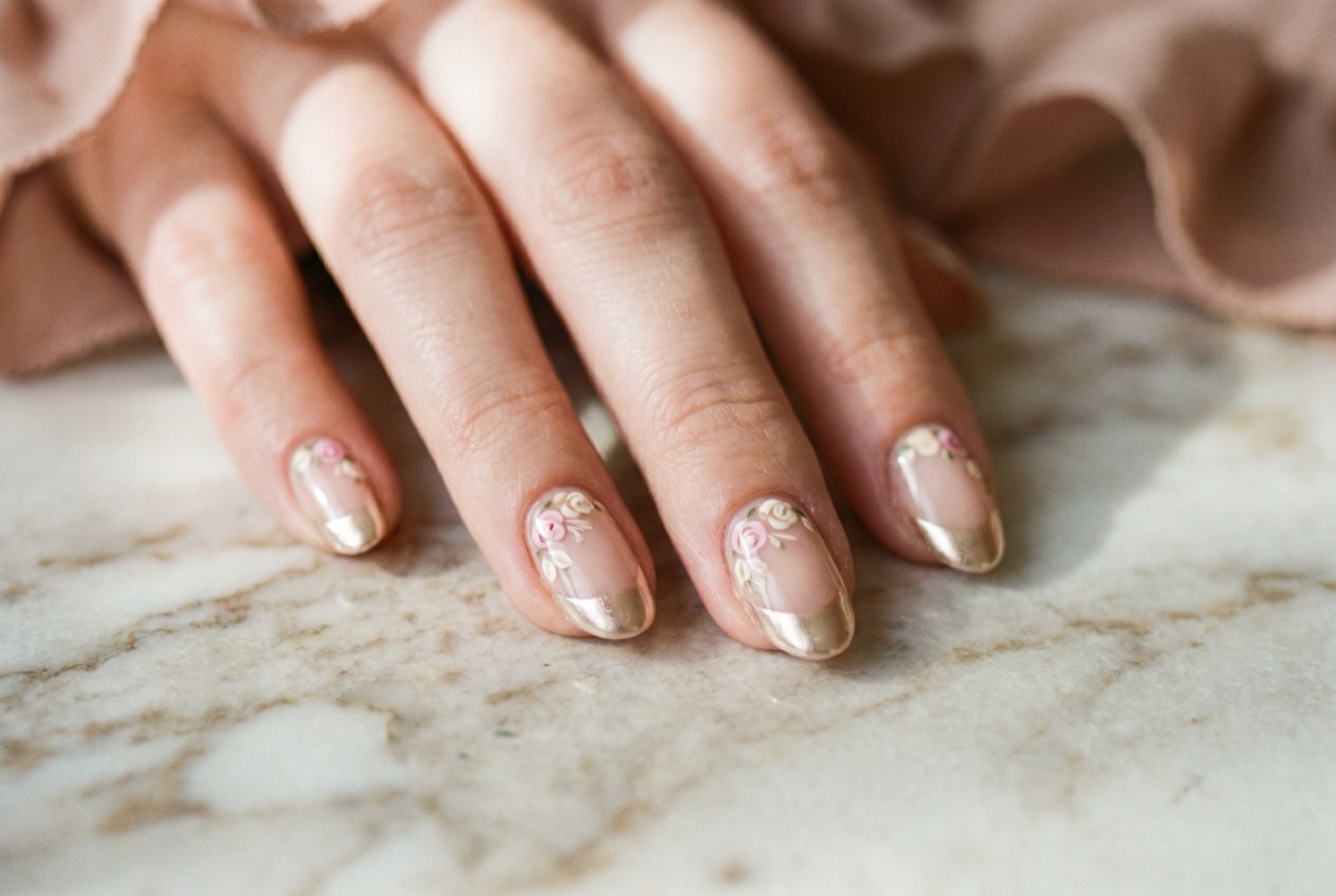 Hand-painted nail art detail