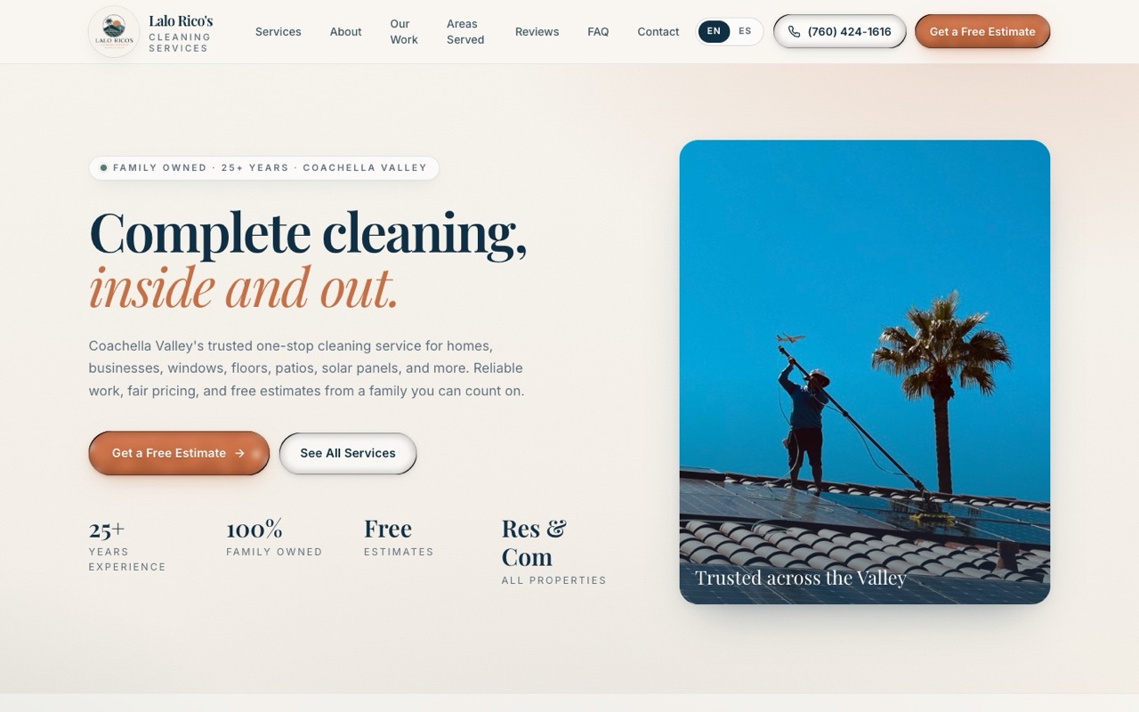 Lalo Rico's Cleaning Services live website